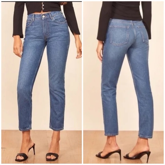 Reformation Jeans Women Size 4/27 Medium Wash Julia Crop High Rise Cigarette - Picture 14 of 15